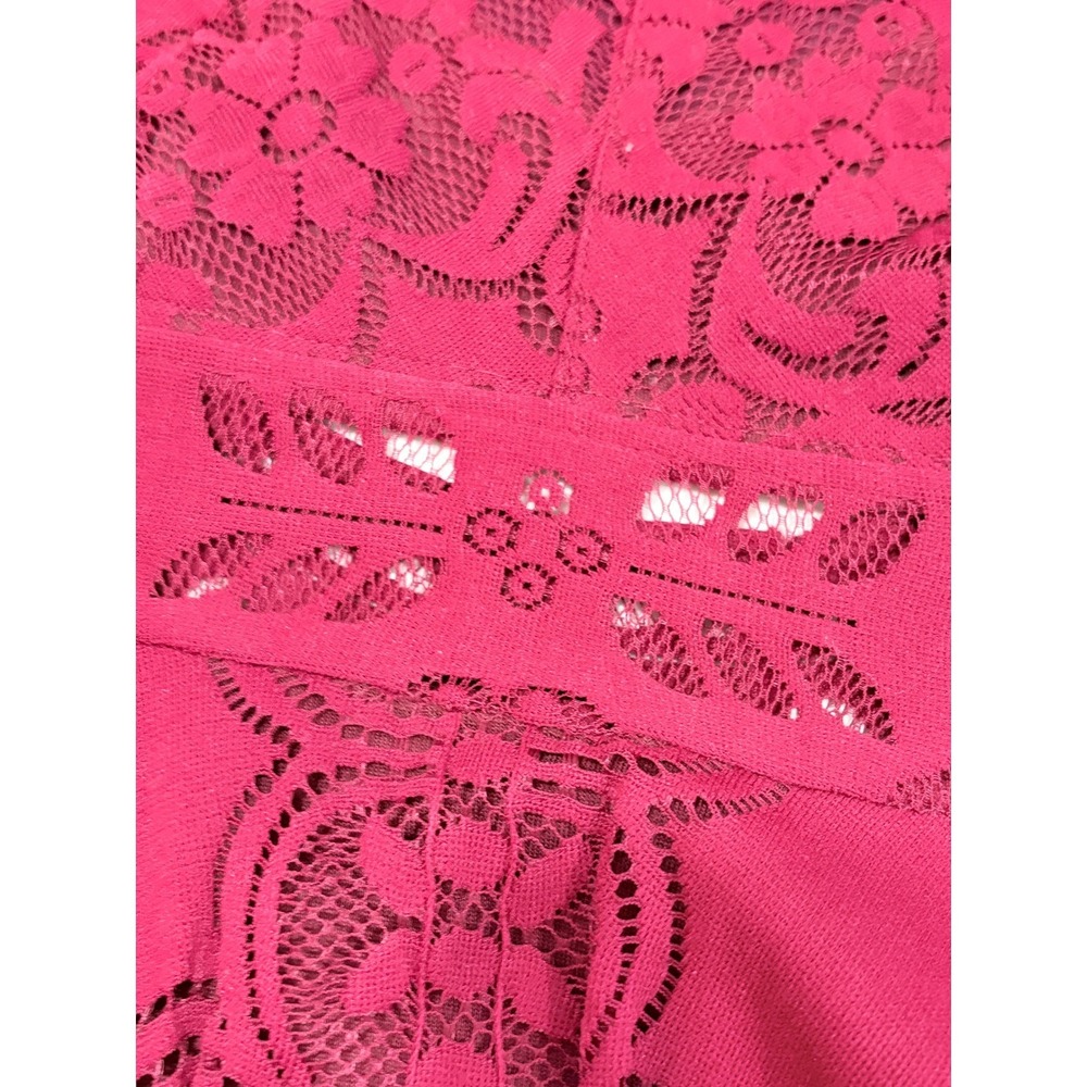Free People Womens Floral Lace Bell Sleeve Open Back Mini Dress Red Size 2 - Picture 15 of 16